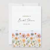 パステルピンク ボヘミア ワイルドフラワーズ ウェディング ゲーム カード (裏面)