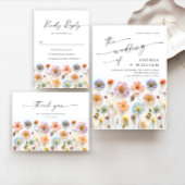 パステルピンク ボヘミア ワイルドフラワーズ リハーサルディナー 招待状