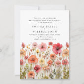 パステルピンク ボヘミア ワイルドフラワー ウェディング インビテーション (正面)