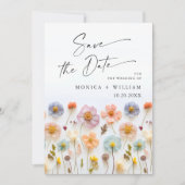 パステルピンク ボヘミア ワイルドフラワー ウェディング QRコード セーブザデート (正面)