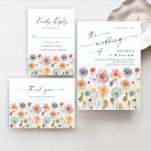 パステルピンク ボヘミア ワイルドフラワー ウェディング QRコード セーブザデート