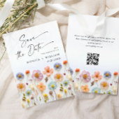 パステルピンク ボヘミア ワイルドフラワー ウェディング QRコード セーブザデート