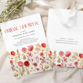 パステルピンク ボヘミア ワイルドフラワー ブライダルシャワー 招待状