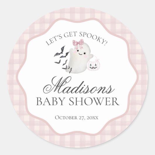 パステルピンク リトルブー ゴースト ベイビーシャワー シール (正面)