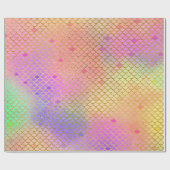 パステルピンク、紫、オレンジ色の人魚のパタはかりで測ーン ラッピングペーパー (フラット)