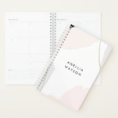 パステルピンク、黒とグレーの水彩ブラシストローク プランナー手帳 (ディスプレー)