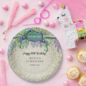 パステルピーコックアールヌーボー誕生日紙プレート ペーパープレート (パーティー)