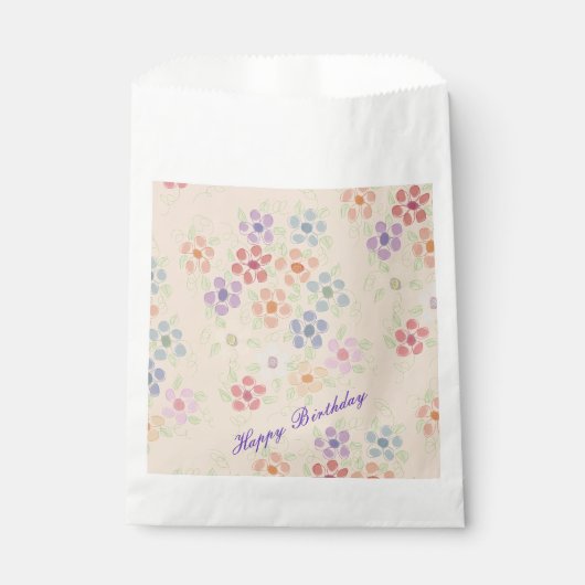 パステルピーチとピンクの花 フェイバーバッグ (正面)