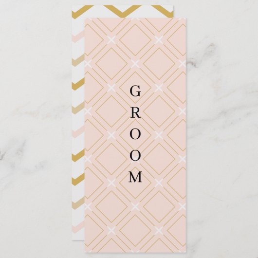 パステルピーチと金ゴールド幾何学座席指定椅子 メニュー (正面/裏面)