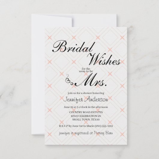 パステルピーチアンドクリームジオメトリックシャワー招待状 (正面)