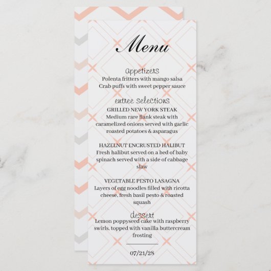 パステルピーチアンドクリームジオメトリック メニュー (正面/裏面)