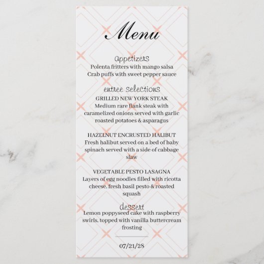 パステルピーチアンドクリームジオメトリック メニュー (正面)