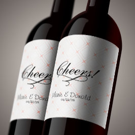 パステルピーチアンドクリームジオメトリック ワインラベル