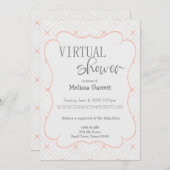 パステルピーチアンドクリームバーチャルシャワー招待状 (正面/裏面)