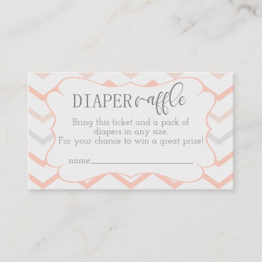 パステルピーチアンドグレージグザグおむつラッフル エンクロージャーカード (正面)