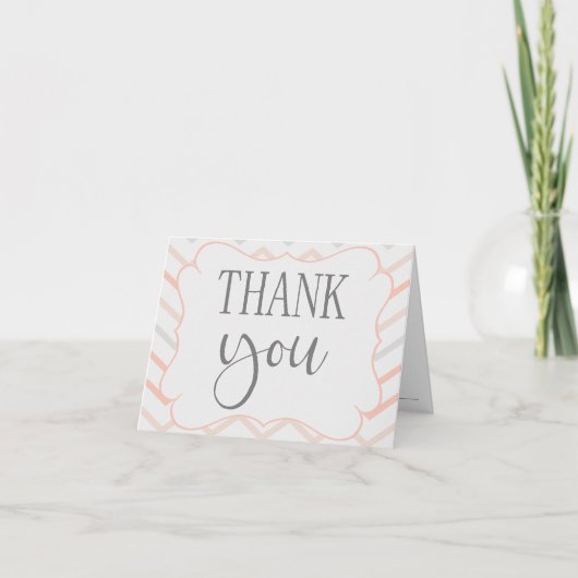 パステルピーチアンドグレージグザグザグ サンキューカード (正面)
