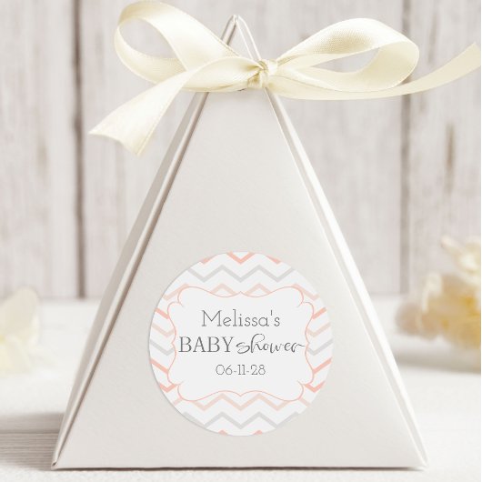 パステルピーチアンドグレージグザグザグ ラウンドシール