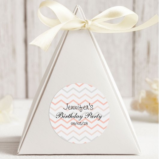 パステルピーチアンドグレージグザグザグ ラウンドシール