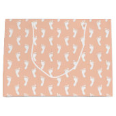 パステルピーチオレンジの行のベビー足 ラージペーパーバッグ (正面)