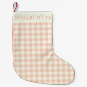 パステルピーチギンガムバッファローチェックプレイド名 スモールクリスマスストッキング (正面)