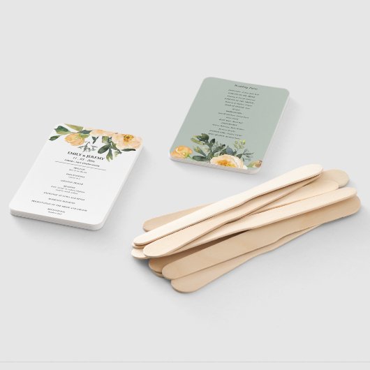 パステルピーチグレイピーニーフローラ結婚式 プログラム ハンドファン (組立なし)