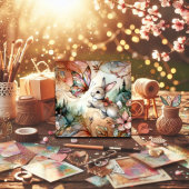 パステルピーチステンドグラス春バニーイースター シーズンカード