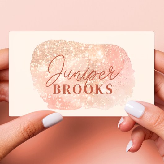 パステルピーチソーシャルメディアQRコードグリッター 名刺