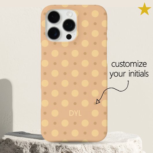 パステルピーチドットパターンのカスタムネームイニシャル Case-Mate iPhoneケース