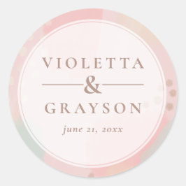 パステルピーチドリーミー抽象芸術アート結婚ズ ラウンドシール