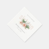 パステルピーチバラフローラバンチエイジ誕生日 スタンダードカクテルナプキン (角)