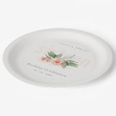 パステルピーチバラフローラバンチエイジ誕生日 ペーパープレート (アングル)