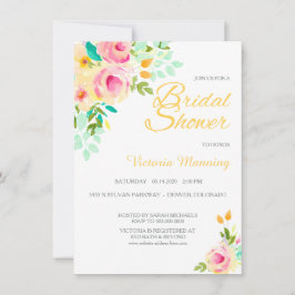 パステルピーチピンクローゼスブライダルシャワー 招待状