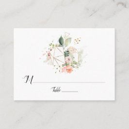 パステルピーチピンク金ゴールドジオメトリックフラット座席表 プレイスカード