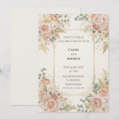 パステルピーチフラワーの結婚式招待状 招待状 (正面/裏面)