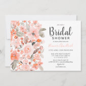 パステルピーチフローラウォーターブライダルシャワー 招待状 (正面)