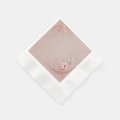 パステルピーチフローラモチーフデザイン 縁ありカクテルナプキン (角)