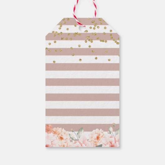 パステルピーチフローラ金ゴールドクロスガールバプテスマ ギフトタグ (裏面)