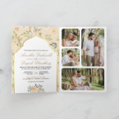 パステルピーチフローラQRコードインディアン結婚ズ 招待状 (内部)