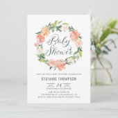 パステルピーチプオーニーフローラリースベビーシャワー 招待状 (スタンド正面)