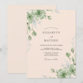 パステルピーチユーカリの結婚式 招待状 (正面/裏面)