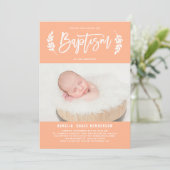 パステルピーチローレルリースベビーフォトバプテスマ 招待状 (スタンド正面)
