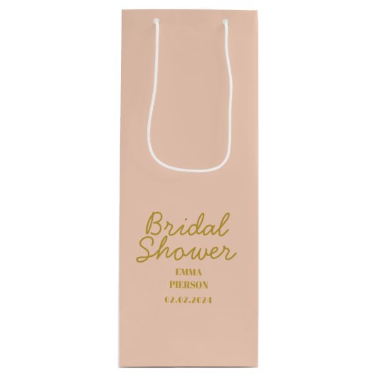 パステルピーチーフギフトブライダルシャワー ワインギフトバッグ (正面)
