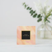 *~*パステルピーチ抽象芸術ブラシストロークガーリー スクエア名刺 (スタンド正面)