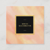 *~*パステルピーチ抽象芸術ブラシストロークガーリー スクエア名刺 (正面)