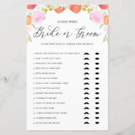 パステルピーチ推測誰の花嫁または新郎シャワーゲーム