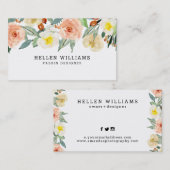 パステルピーチ縁ど花 名刺 (正面/裏面)