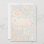 パステルピーチ金ゴールドフローラ春ライトブルー結婚ズ セーブザデート (裏面)