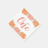 パステルピーチ&オレンジピーニーベビーの第1誕生日 スタンダードカクテルナプキン (角)