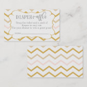 パステルピーチ&金ゴールドジグザグおむつラッフル エンクロージャーカード (正面/裏面)