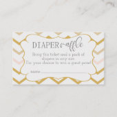 パステルピーチ&金ゴールドジグザグおむつラッフル エンクロージャーカード (正面)